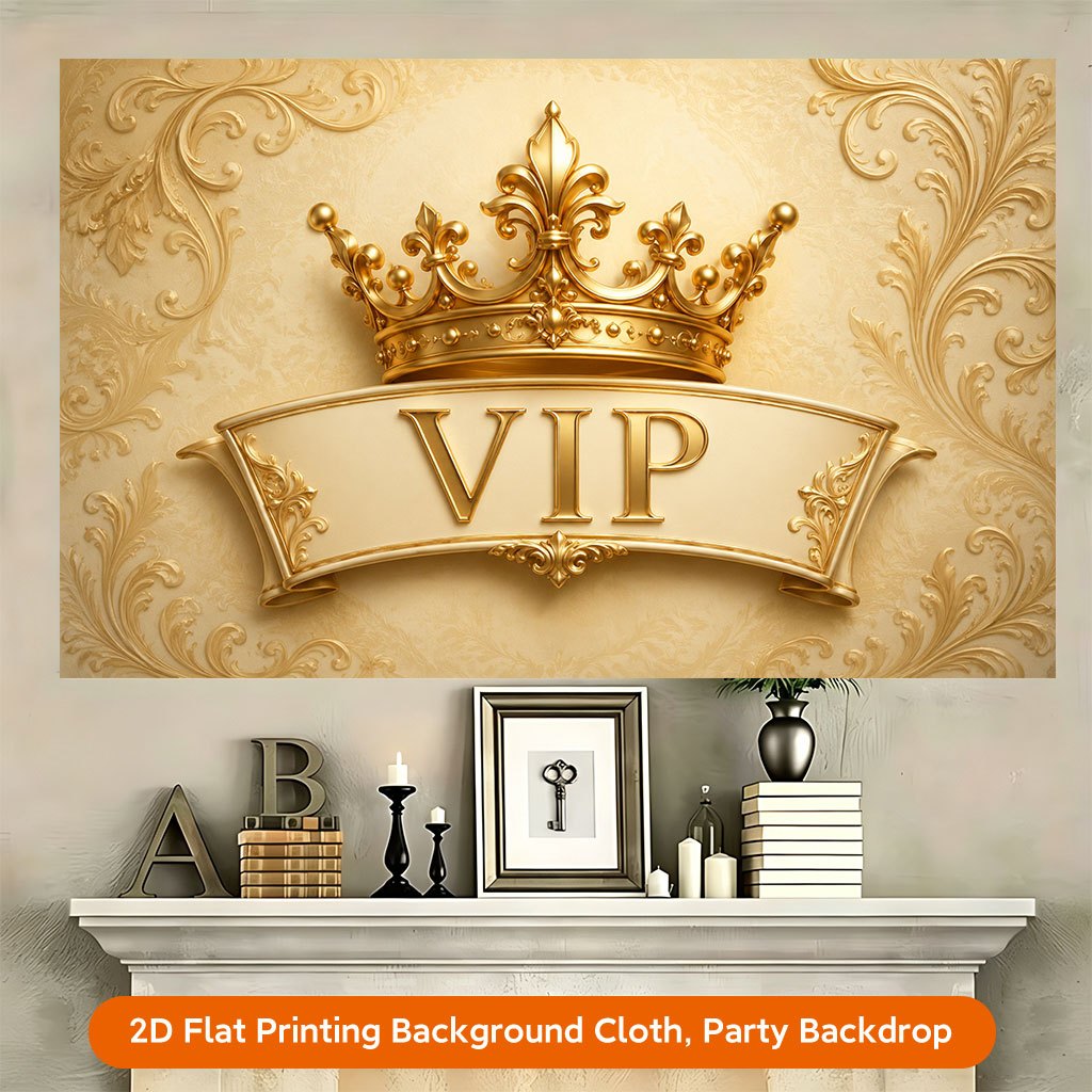 2D Flat VIP Badge Golden Design Photography Backdrop